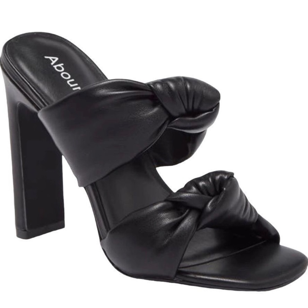 Black Puffer Strap Heels